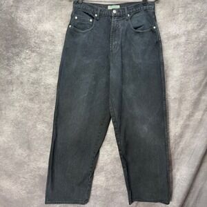 VTG 80s 90s Guess Jeans Mens 31 Black Denim Baggy Tapered Leg Triangle Logo